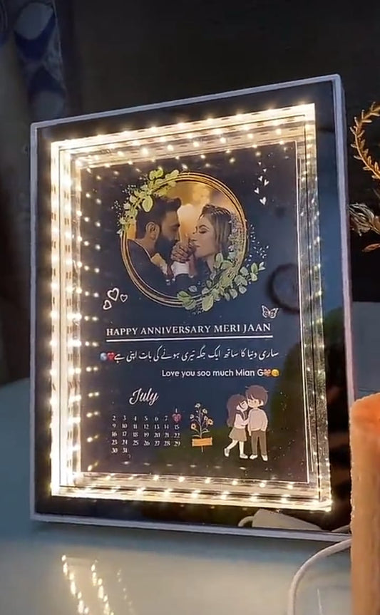 Single Photo Anniversary Themed Led Magic Mirror